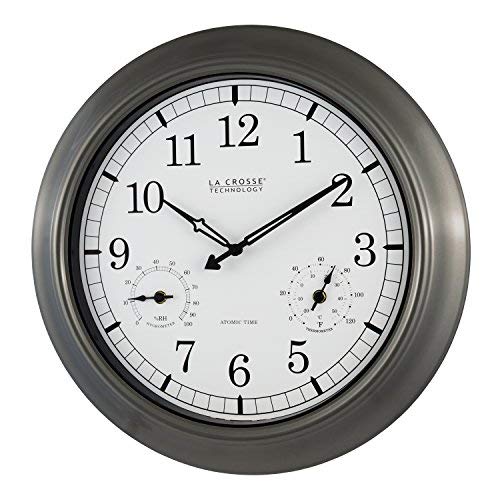 Wt-3181P Indoor/Outdoor 18"" Atomic Wall Clock With Thermometer Aygrometer #TOP6