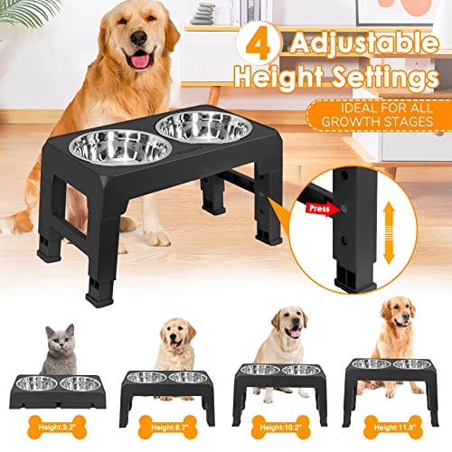 Urpower Elevated Dog Bowls 4 Height Adjustable Raised Dog Bowl With 2 Stainless Steel Dog Food Bowls Non-Slip Dog Bowl Stand Adjusts To 3.2”, 8.7”, 10.2”, 11.8” For Small Medium Large Dogs And Pets #TOP1