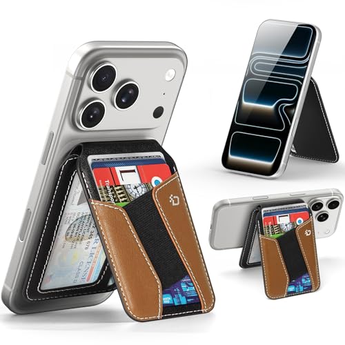Portefeuille MagSafe antivol RFID DUX DUCIS pour ranger 5 cartes sur iPhone marron