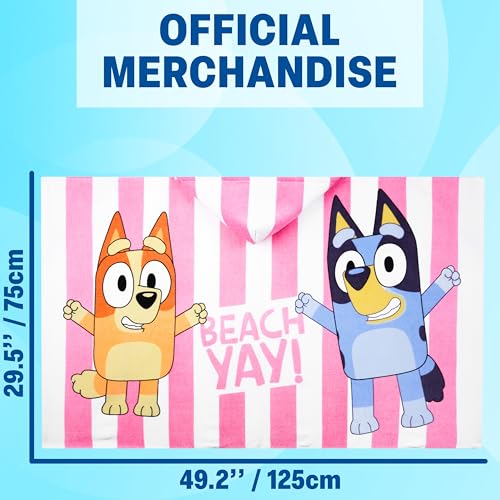 Image of Get Trend Bluey Bath Towels with Hood for Girls, Soft Absorbent Cotton Beach Towel, Swimming Pool Hooded Poncho, Shower Bath Travel Cozy for Girls Ages 2-6 (Multi Bluey)
