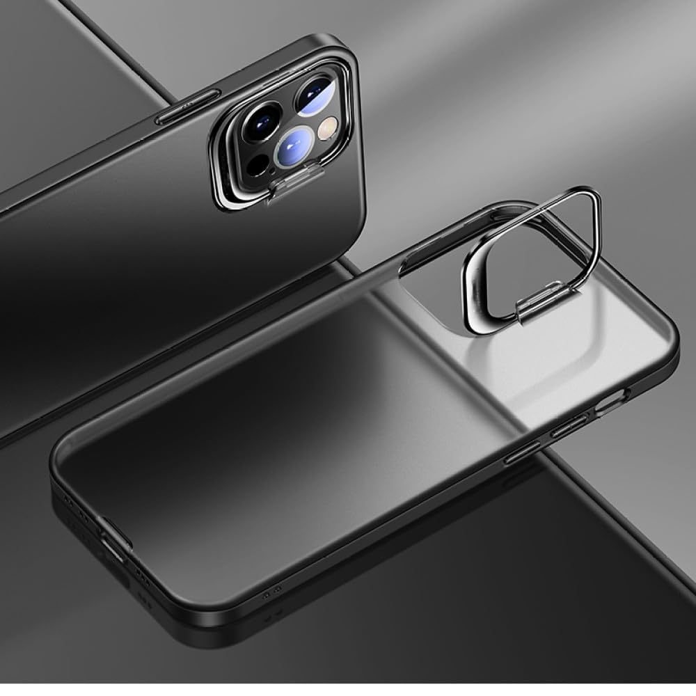 Coque iPhone 13 Mini transparente avec support PC et béquille en métal noir - 7