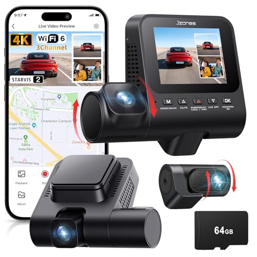 Jzones 3 Canale 4K Dashcam, Registrazione Video...