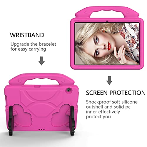 Jiba Tablet Pc Case For Huawei Mediapad T3 10 9.6" Tablet Case For Kids Shockproof Lightweight Eva Dropproof Impact Resistance Protective Handle Stand Cover Tablet Pc Bag (Color : Rose Red) #TOP3