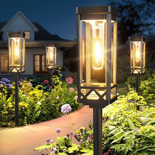 KOOPER Taller Solar Pathway Lights Outdoor, 8 Pack Upgraded Brighter Solar Garden Lights Solar Powered, Up To 15 Hours Outdoor Solar Lights for Yard Landscape Lighting Path Walkway Driveway Sidewalk
