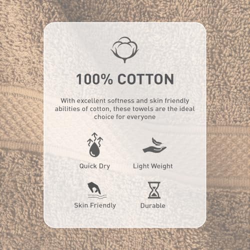Image of MYTRIDENT Hand Towel | Urban Comfort | Quick Drying | Travel Friendly | for Men /Women | 2 Pc Hand Towel (40 cm x 60 cm) | 100% Cotton 450 GSM - Coconut Shell