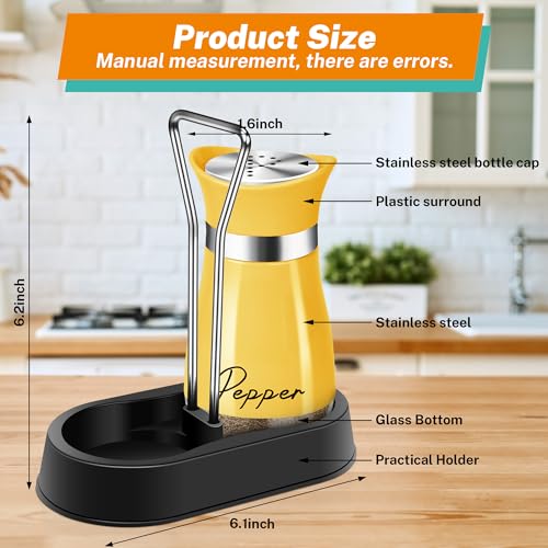 image for Arrozon Yellow Salt and Pepper Shakers Set with Holder,4 oz Cute Kitch