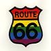 Toppa da applicare a caldo con ferro da stiro, motivo Route 66, colore arcobaleno