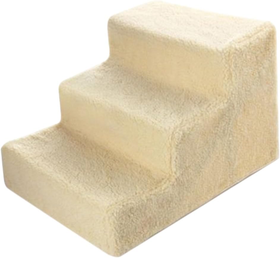 VANZACK PET Stair for Dogs and Cats Non-Slip Plastic PET Ladder Adjustable Height Climbing Steps Beige Multi-Step Design