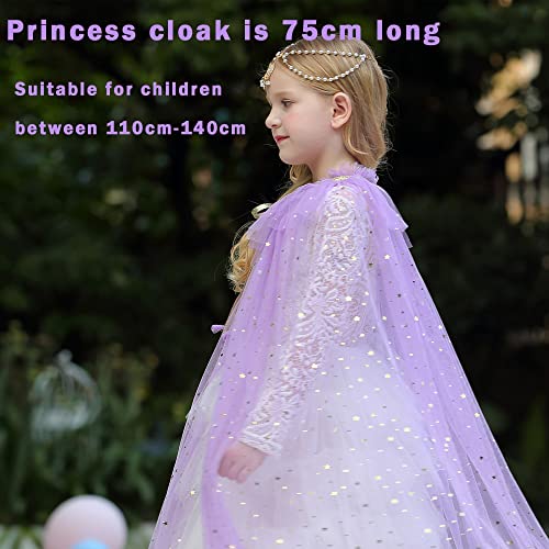skyllc Prinzessin Umhang Kinder,Tüll Umhang Glitzer für Mädchen,Party Kostüm Karneval Cosplay (Violett)