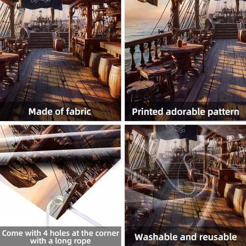 Backdrop barco pirata vintage 10x7ft para fotografía miniatura 7