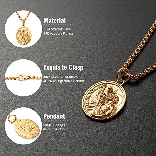 St Saint Christopher Michael Medal Pendant Necklace Jewelry for Men Women 60cm2