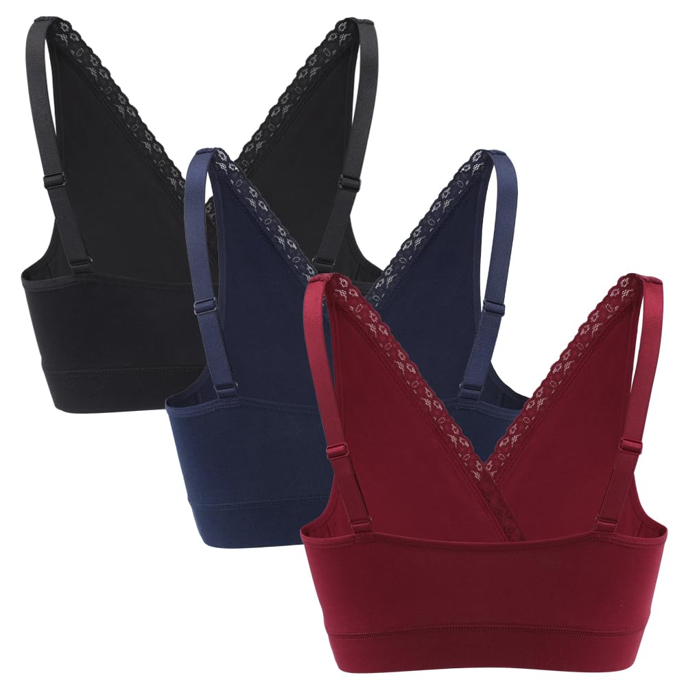 MANCI Soutien-gorge de nuit en coton avec bordure en dentelle et bretelles réglables – Soutien-gorge de maternité polyvalent pour un usage quotidien, soutien de grossesse et confort nocturne