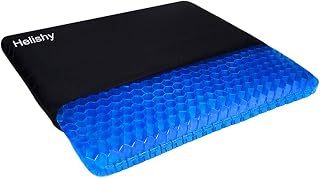 Helishy Double Thick Gel Seat Cushion - Honeycomb Egg Design for Tailbone Sciatica Pain Relief, Breathable Office Car Wheelchair Pad 16x14x1.65"