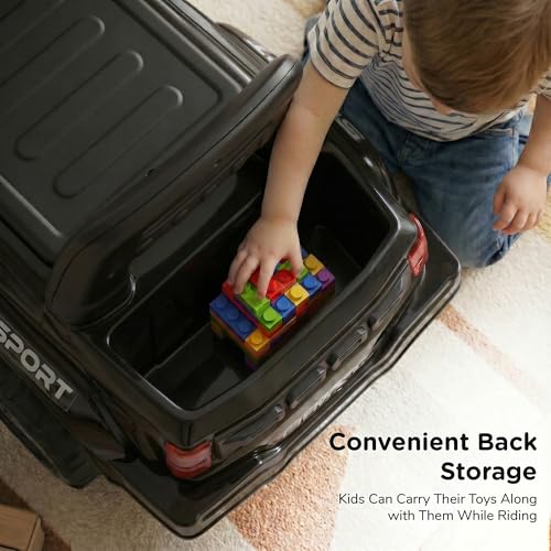 Image of Baybee Nitro Ride on Cars for Kids | Baby Push Ride ons Toys Car with Music & LED Light | Portable Ride on Jeep with High Backrest & Toy Storage | Outdoor Kids Cars for 1 to 3 Years Boy Girl (Black)