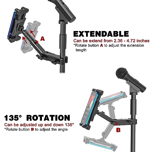 Jubor Tablet Microphone Stand, Tablet Holder for Microphone Stand 360° Swivel - Image 4