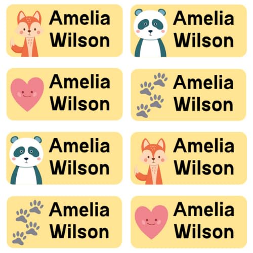 StiKiddo® 240 Premium Personalised Name Labels for Clothes & Items - Ideal for Clothing, Lunch Boxes & Items for Nursery, School & Daycare - No-Iron, Washable Stick-On Tags for Kids - Yellow