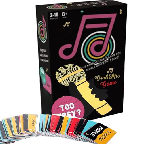 The Mic Games– Family Karaoke Board Game, Games for Bad Singers with 250 Lyrics (125 Cards) for Hilarious Game Nights & Birthday Party