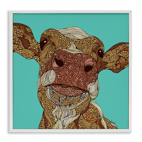 Bold Calf Cow Abstract Farmhouse, 12 x 12 Inch Framed Giclée Print