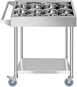 Commercial Spice Rack With 12 Jars, Wheeled Stainless Steel Seasoning Organizer, Vertical Metal Rolling Cart, Multi-Function Spices Storage CartSilver