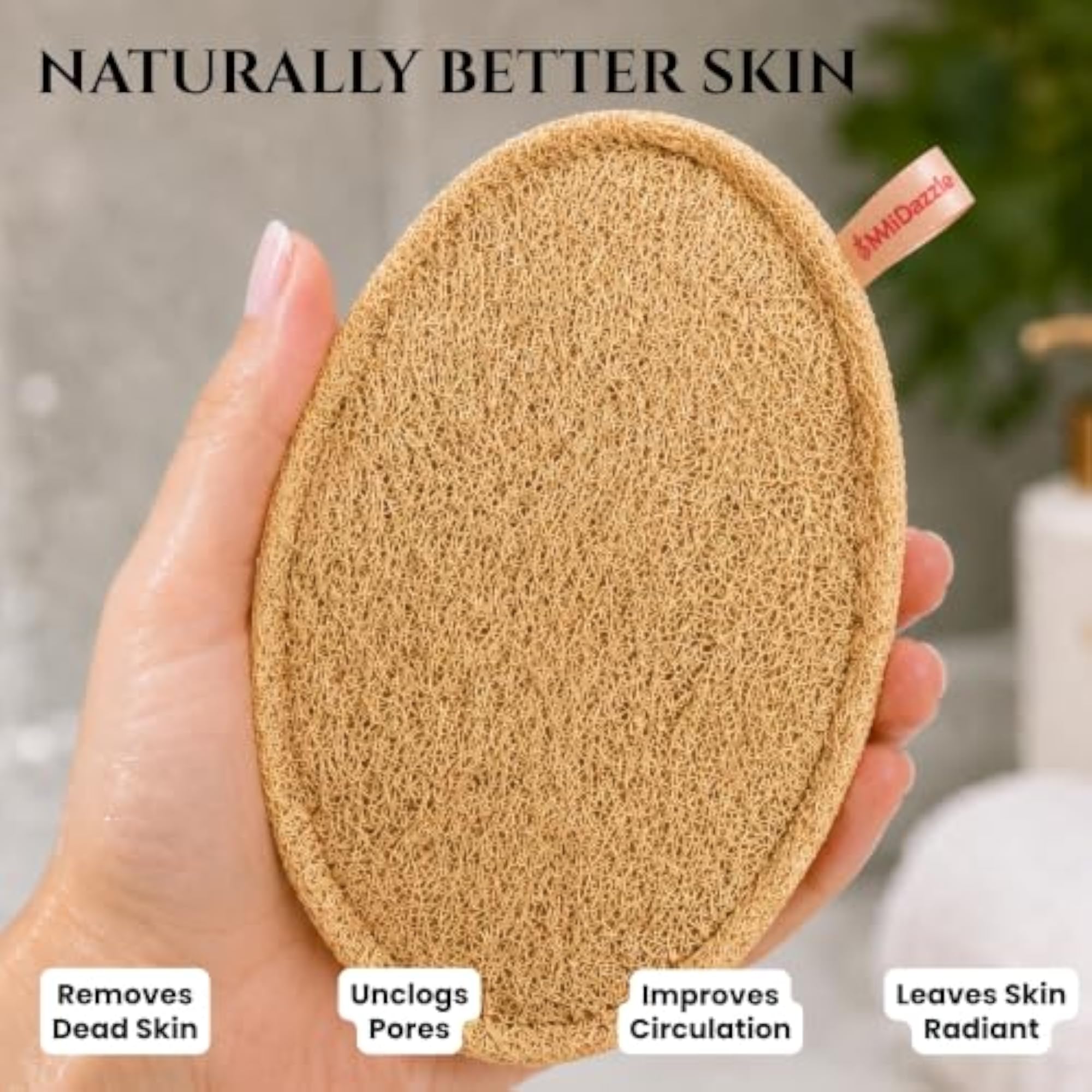Natural Body Scrubber Loofah for Bathing, Pack of 4