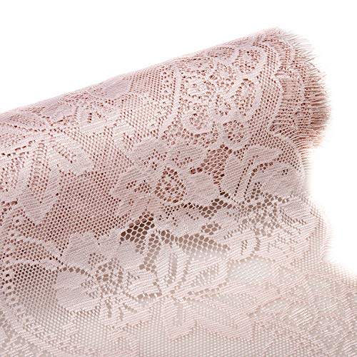 Embroidered And Durable Blush Pink Lace Table Runner-Feminen 12''X120'' With Floral Fringe-Perfect For Outdoor And Chic Wedding And Bridal/Baby Shower Decorations #TOP1