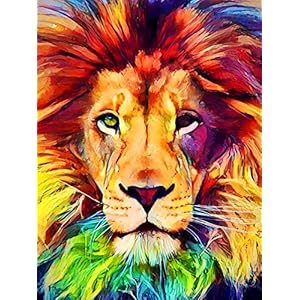 Ginfonr DIY Diamond Painting Kits Leeuw Kleurrijk for Adults, 5D Diamant Schilderij Dierlijke kleur Art Rhinestone…