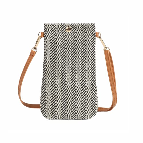 Preisvergleich Produktbild Siyecioa Handytasche Zum Umhängen Damen, Umhängetasche Damen Klein, Strohtaschen für Frauen Crossbody Strand Tasche, Fashion Handy Schultertasche mit Langem Gurt für Damen Mädchen (Schwarz-4)