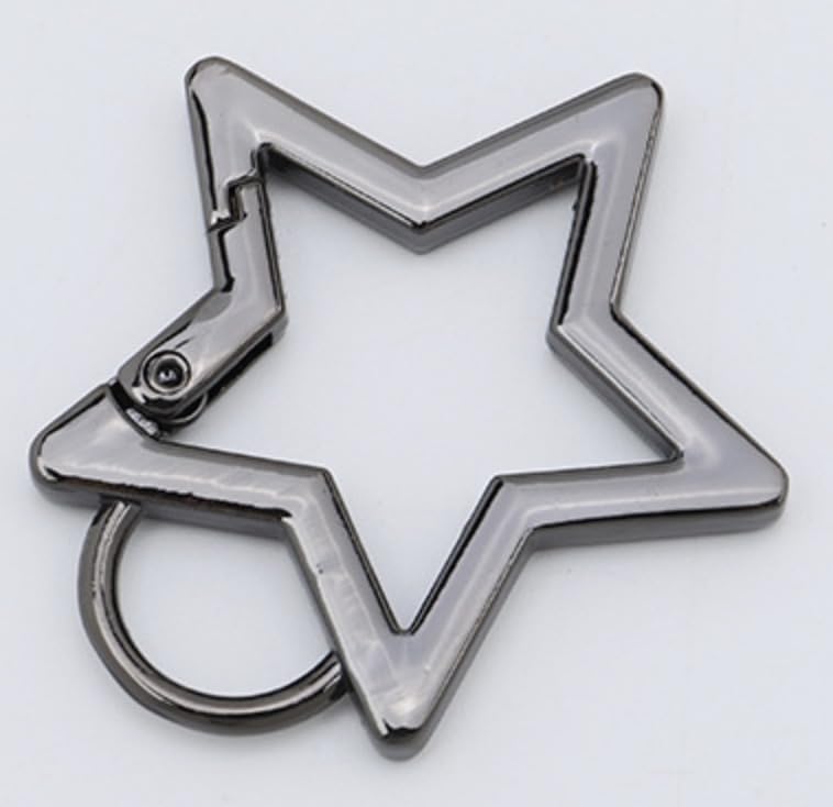 Gun Black Star Shaped Stainless Steel Keychain Clip Carabiner Snap Hook Holder Star Carabiner Hook Clip Key Holder Carabiner Clip for Keys and Wallet with Key Chain Rings,Accessory,Keychain Carabiner