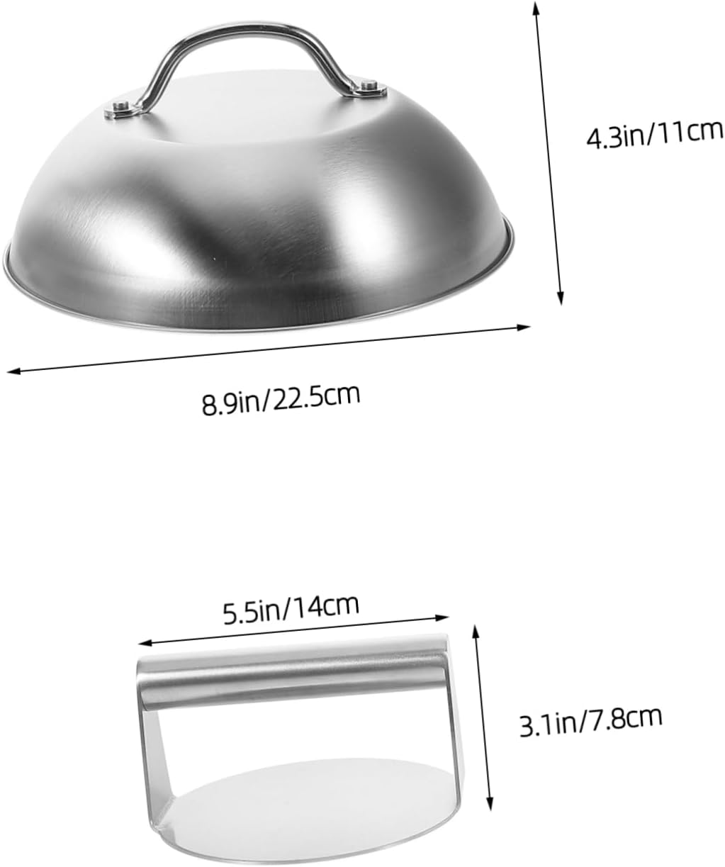 Stainless Steel Burger Press Pot Cover Grill Accessories BBQ Griddle Tools