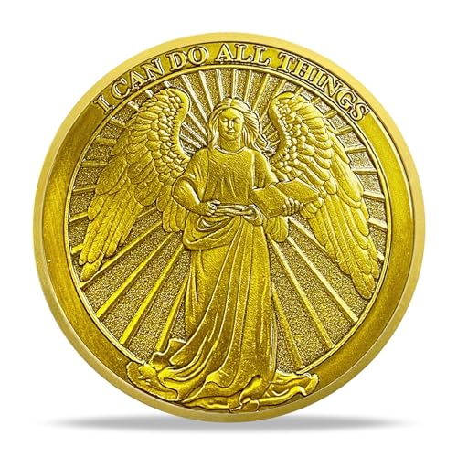 RYUKENLM I Can Do All Things Christian Challenge Coin – Empowering Angel Philippians 4:13 Verse Token Inspirational Christian Gift for Men Women