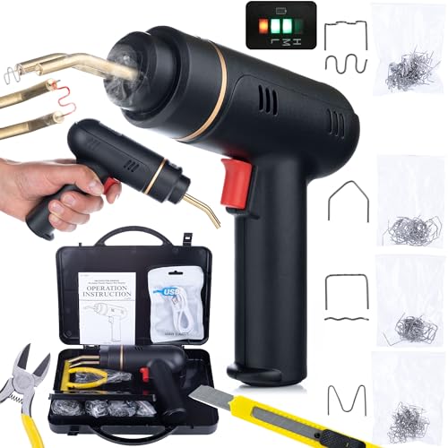 Rosfix Set Saldatrice Plastica Black Killer Rbk200W – 200W, Batteria 5000Mah, 400 Graffette, Led, 750°C | Riparazione Auto, Fai-Da-Te | Zszywacz A Bat