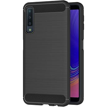 AICEK Compatible Samsung Galaxy A7 2018 Case Black Silicone Mobile Phone Case for Galaxy A7 2018 Protective Case Carbon Look Soft Case 6.0 Inches