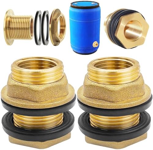 Tulov Regentonnendurchführung 2 Stück 3/4 Zoll - Messing Verschraubung Mit Gummidichtungen