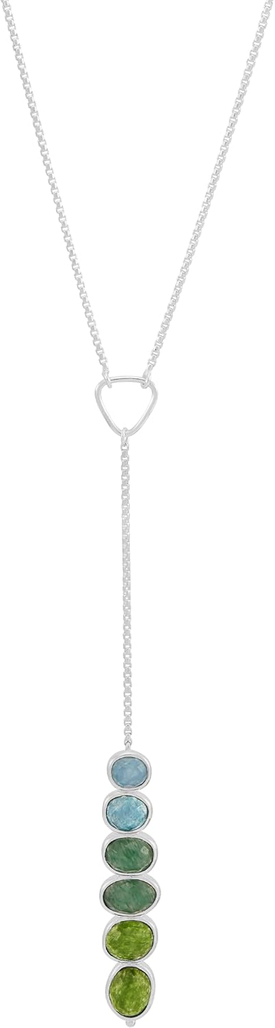 Silpada 'Let Things Grow' Sterling Silver Green Aventurine and Quartz Lariat Necklace, 16 + 2 inches