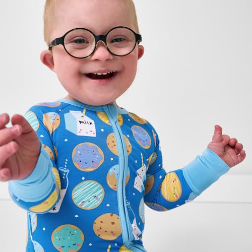 Little Sleepies Pajamas for Baby Boys & Girls, Viscose from Bamboo Baby Pajamas, Snug Sleeper, Toddler PJs, 2-Way Zipper, Blue Cookies & Milk, 0-3M - Thumbnail 2