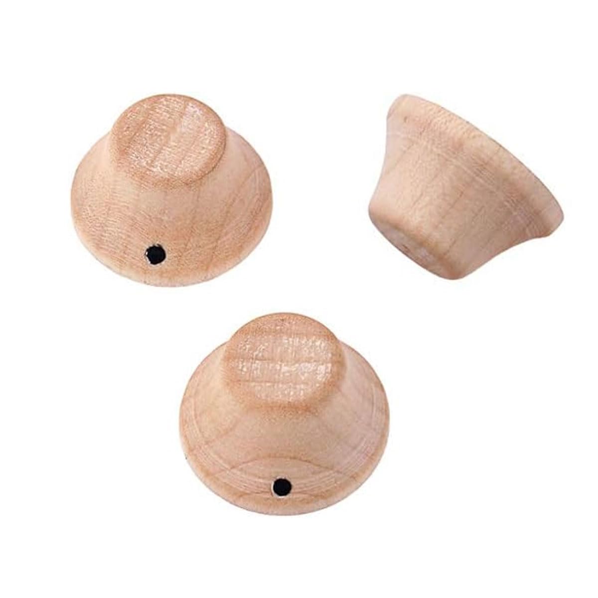 Alnicov 3PCS Wood Knobs Lp/Strat Style Bell Knobs Guitar Bass Top Hat Wood Knobs With Indicator Dot Maple Wood