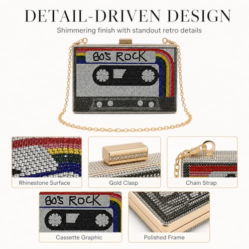 Image of QZUnique Tape Shaped Shoulder Bag Radio Recorder PU Crossbody Bag Women's Retro Evening Bag Handbag Clutch Purse