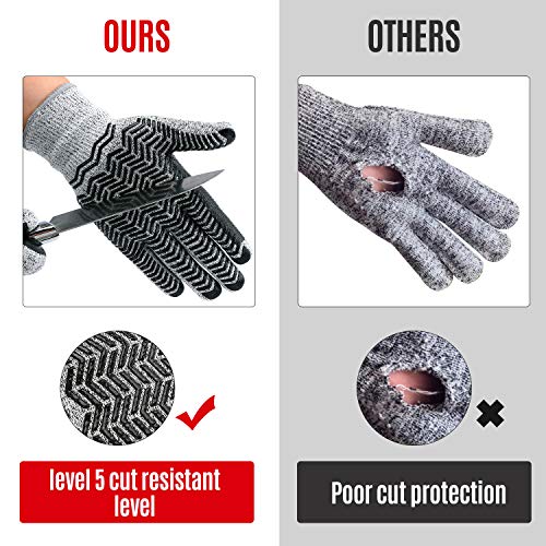 Schwer Level 5 Cut Resistant Cutting Gloves For Wood Carving Rotary Cutting Handling Glass Moving Boxes With Rubber Grip （L） #TOP1