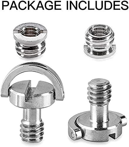 Image of SHOPEE 1 /4 inch-20 D-Ring Tripod Screw Camera Screw with Mounting for Camera Camcorder Tripod Monopod Quick Release Plate Stainless Steel Pack of 4 (2 x Tripod & 2 x Adapter)