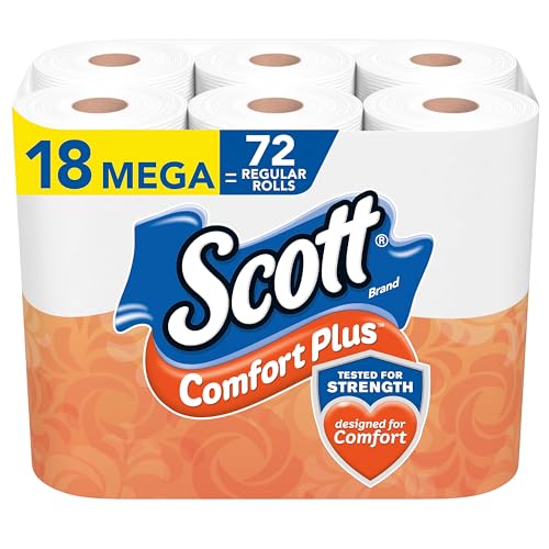 Image of Scott Comfort Plus Toilet Paper, 1-Ply, White, 462 Sheets /Roll, 18 Mega Rolls /Pack (49729)