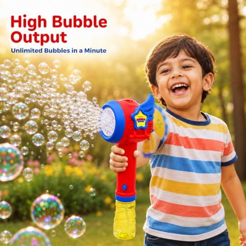 Image of Lifelong Wand Bubble Gun for Kids | Super Cars Theme Automatic Bubble Machine with 1 Solution | AA Battery Powered Gatling Bubble Gun | Durable Build for Outdoor Indoor | Fun Gift for Boys Girls