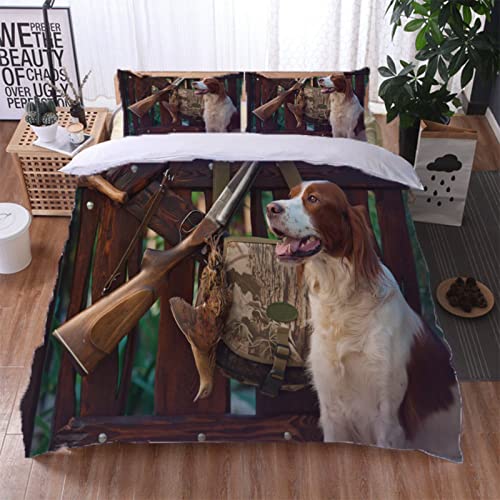 WWQAYZ Copripiumino Matrimoniale Cane da caccia Copripiumino Singolo Ragazza Set di Biancheria da Letto Set Copripiumino matrimoniale da letto 240 cm x 260 cm