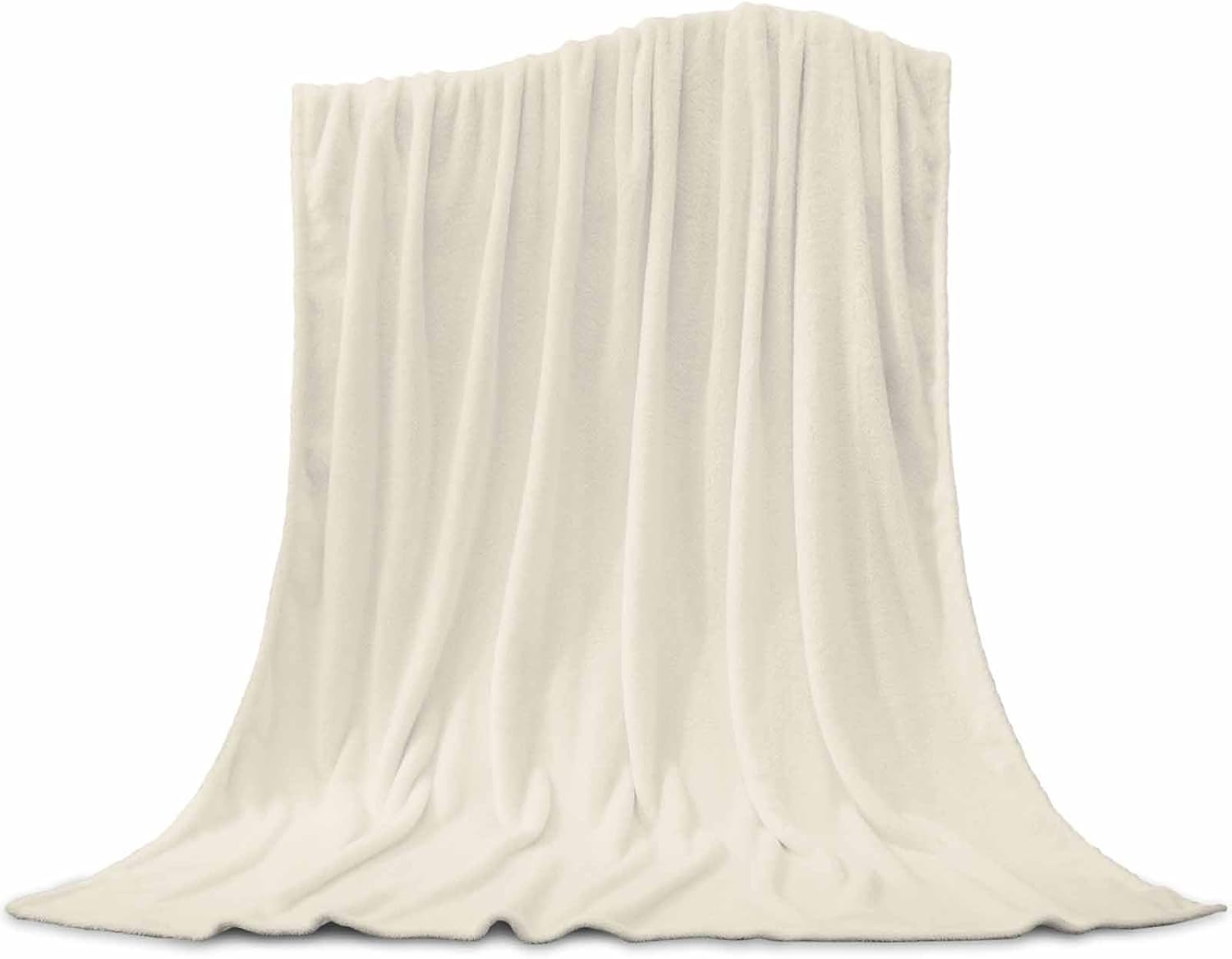 Fleece Flannel Blanket Cream Solid Modern Minimalist Art Thin Soft Warm Cozy Bed Throw for Home Sofa Camping Travel Couch Picnic, 50"x60"