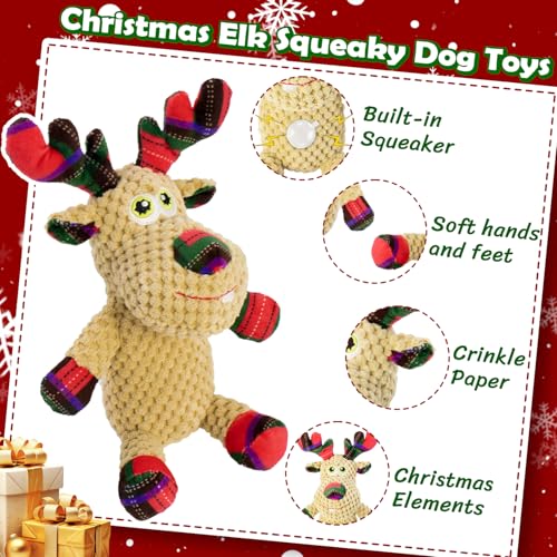 Juguete Mordible Navidad para Perros, Forma Reno Suave miniatura 2