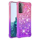 QIWEIQING Glitter Case Compatible for Samsung Galaxy S21 Ultra Phone Case TPU Shockproof Protective Cover for Galaxy S21 Ultra, Cover Glitter Liquid Case for Galaxy S21 Ultra.Pink Purple YBJ - Image 3