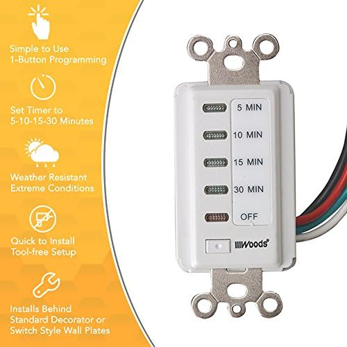 Southwire Woods In-Wall 30-Minute Decora Digital Countdown Timer - Automatic Wall Timer - Energy-Efficient Appliances Timekeeper - Easy-Install Digital Timer - Compact Design image 5