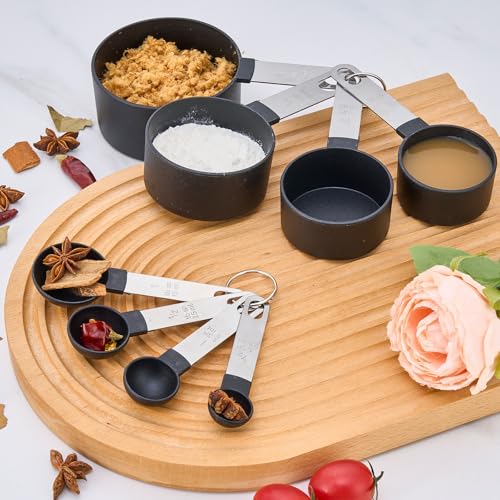 Set negro de tazas y cucharas medidoras 8 piezas miniatura 3