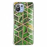 Nadoli Galvanisieren Marmor Handyhülle für Xiaomi Mi 11 Lite,Weich Silikon Marble Hülle Schlank Bumper Handytasche Flexible Schutzhülle Cover,Grün