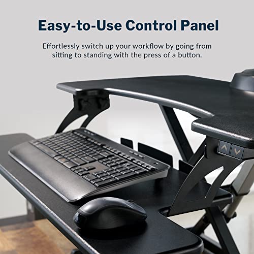 Vari VariDesk Pro Plus 36 Electric - Standing Desk Converter - Height Adjustable Desk Riser - Stand Up Converter for Home Office Workspace - Wide Dual Monitor Computer Workstation - Black