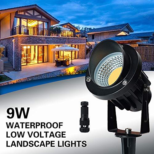 Eleglo 9W Led Landscape Lights, Low Voltage Landscape Lighting,Ac/Dc 12V Security Bright Landscape Spotlight Ip65 Waterproof For Garden Yard Pathway Wall Flag(10 Pack Warm White With Connector) #TOP1